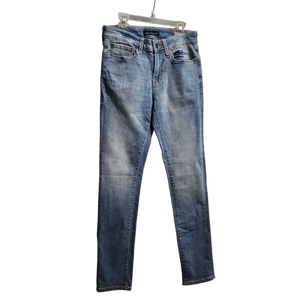 Aeropostale Mens Skinny Jeans Light Wash‎ Distressed Denim Size 28x30